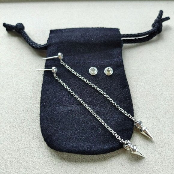 Chrome Hearts Spike Drop Earrings (Pair) 925 Sterling Silver - Picture 9 of 12